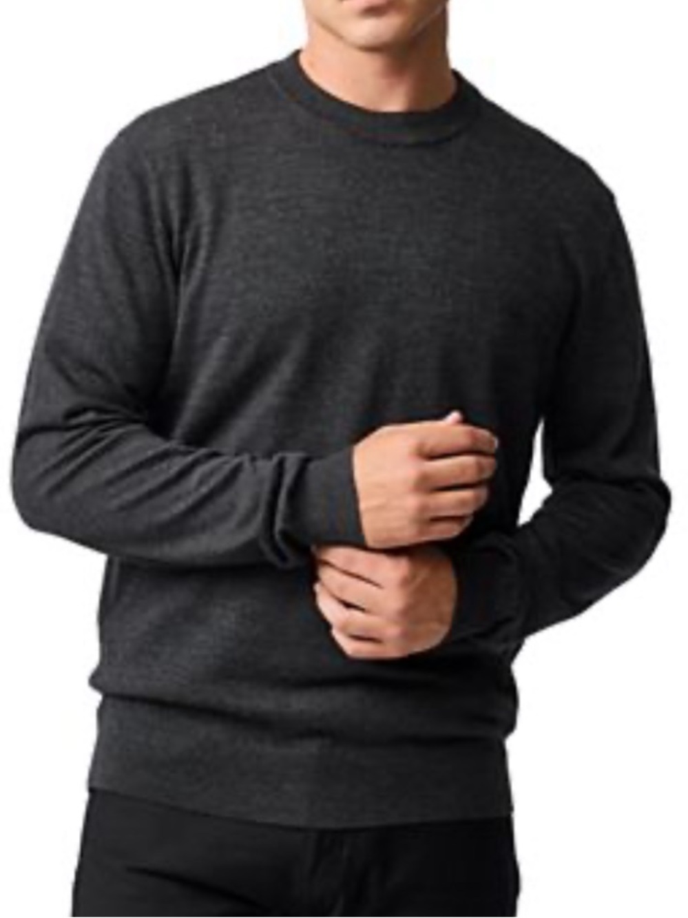 BEN SHERMAN 100% Merino Wool Crew Neck Sweater in Charcoal Grey